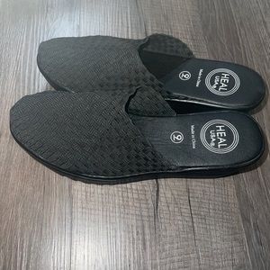 Heal USA Black weave slip on wedge shoes Y2K 90s Comfort Shoes Size 9